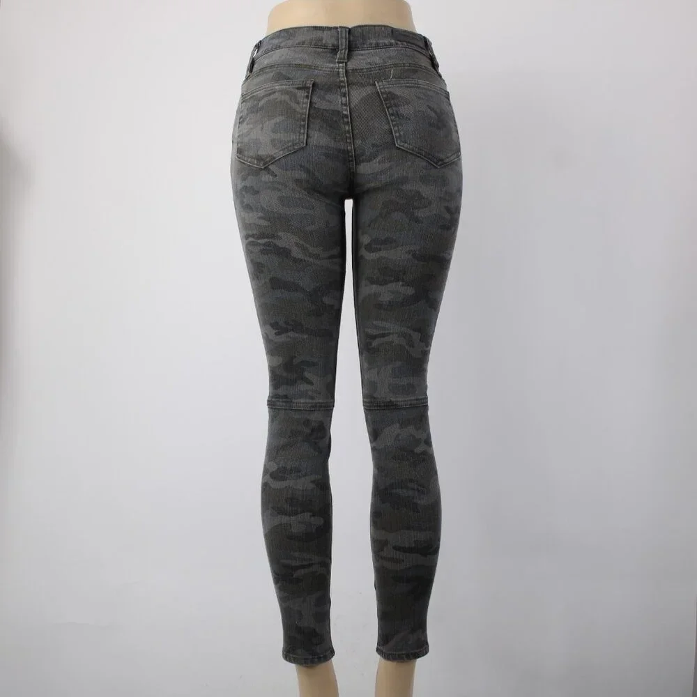 Etienne Marcel Jeans Sz 26 x 28 Charcoal MultiColor Camo Skinny Cotton Poly Jean - Picture 8 of 16